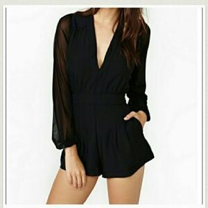Baluoke Romper Jumpsuit with mesh sleeves Small